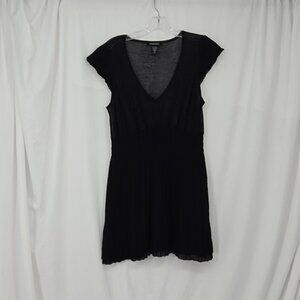 Ideology Black Knit Cap Sleeve Lightweight Mini Dress Sheer Size M